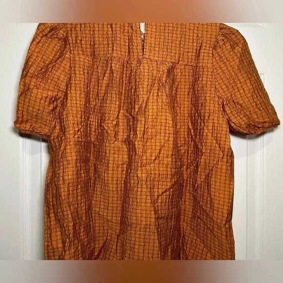 Anthropologie Mine size Medium Honey Puff Sleeve Mini Plaid Blouse - Picture 7 of 8